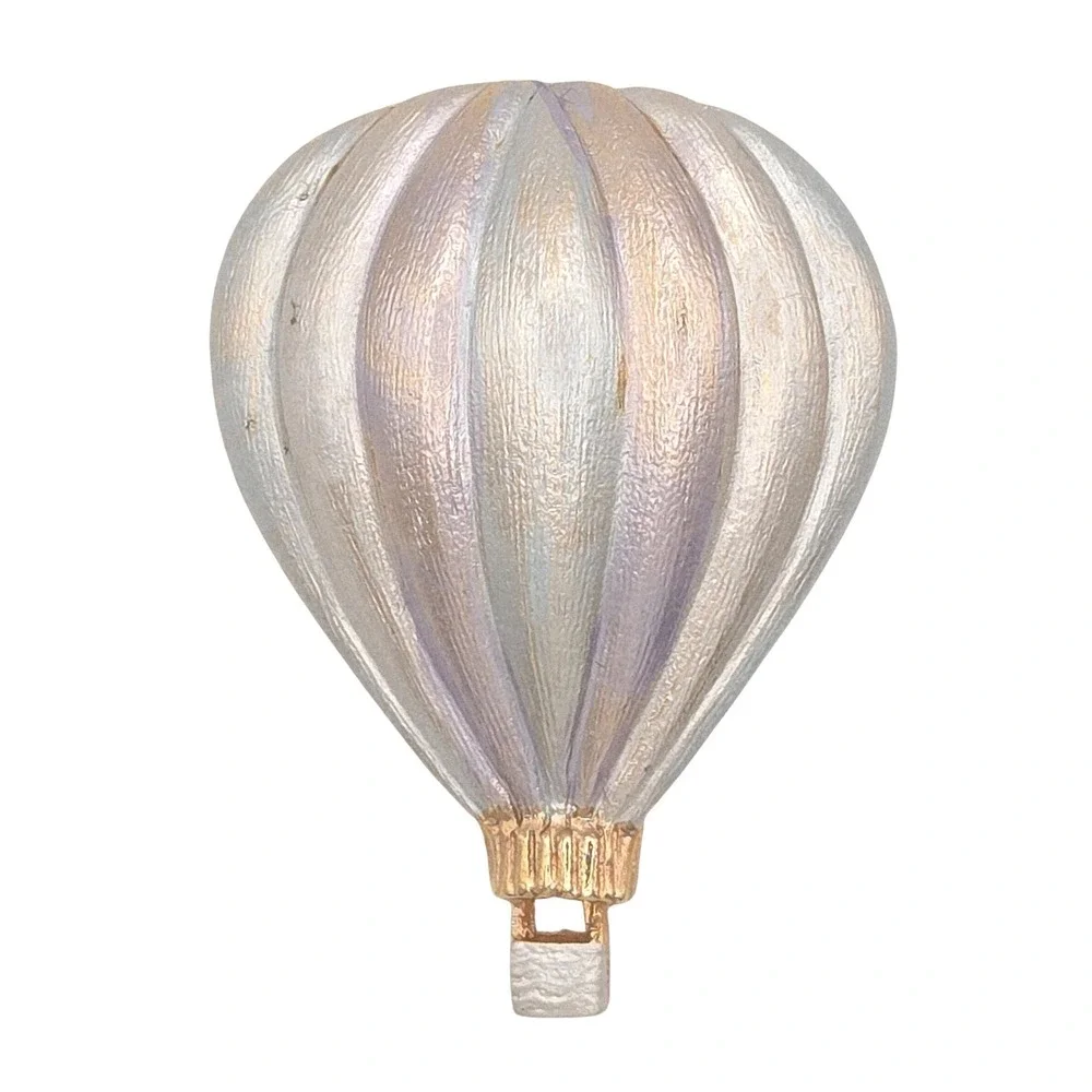 Vintage Hot Air Balloon Brooch Enamel Gold Tone‎ Pearlescent Pastel Whimsical